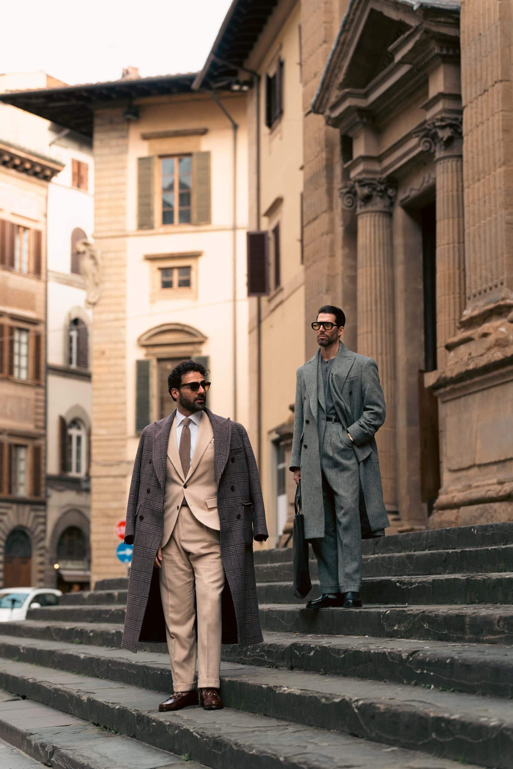 Carlos domord and giorgio giangiulio at pitti uomo 107 dressed in custom suits and coats by mond of copenhagen scaled - - mond