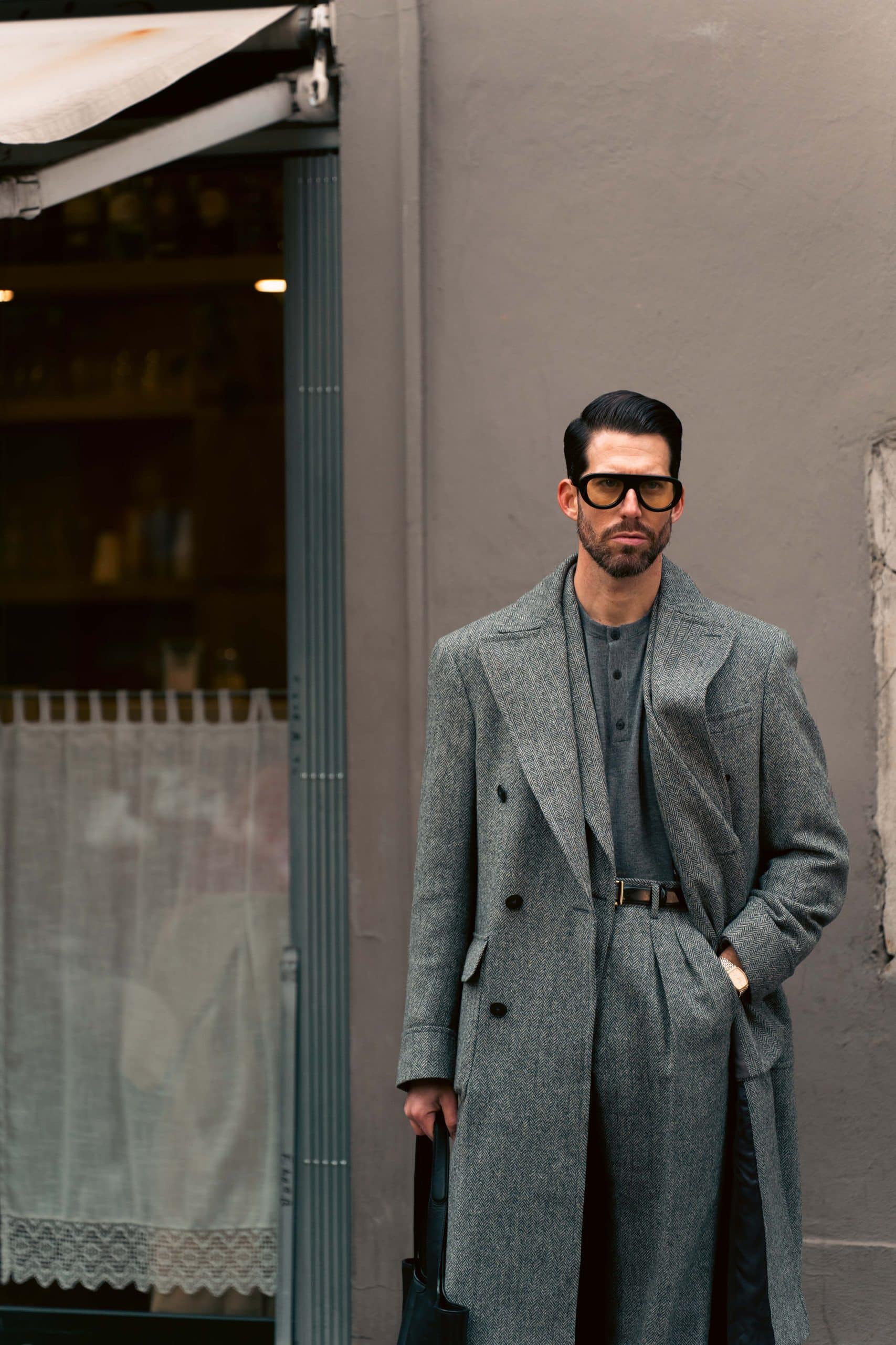 Matching suit and coat at pitti uomo 107, worn by carlos domord, made by mond. Pg
