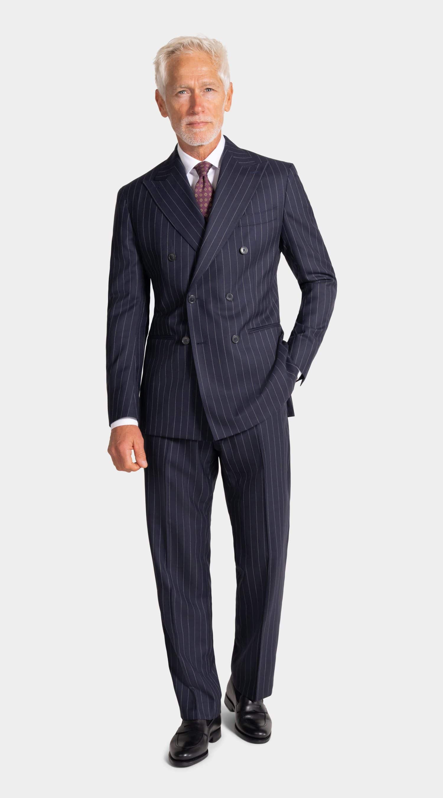 7 mond navy pinstripe superior wool suit