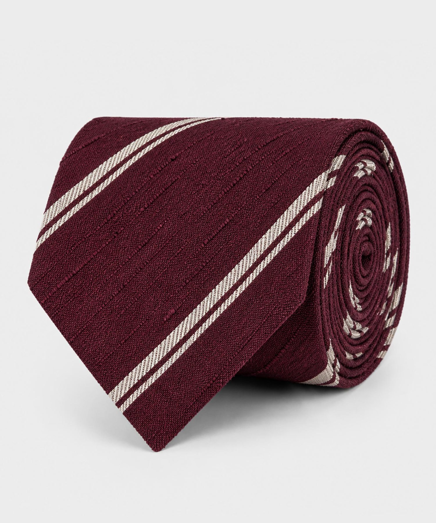 Mond tie burgundywhite shantung untipped silk tie - - mond