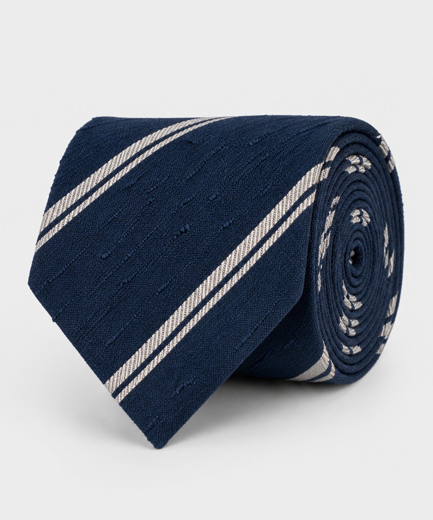 Mond tie navywhite shantung untipped silk - - mond
