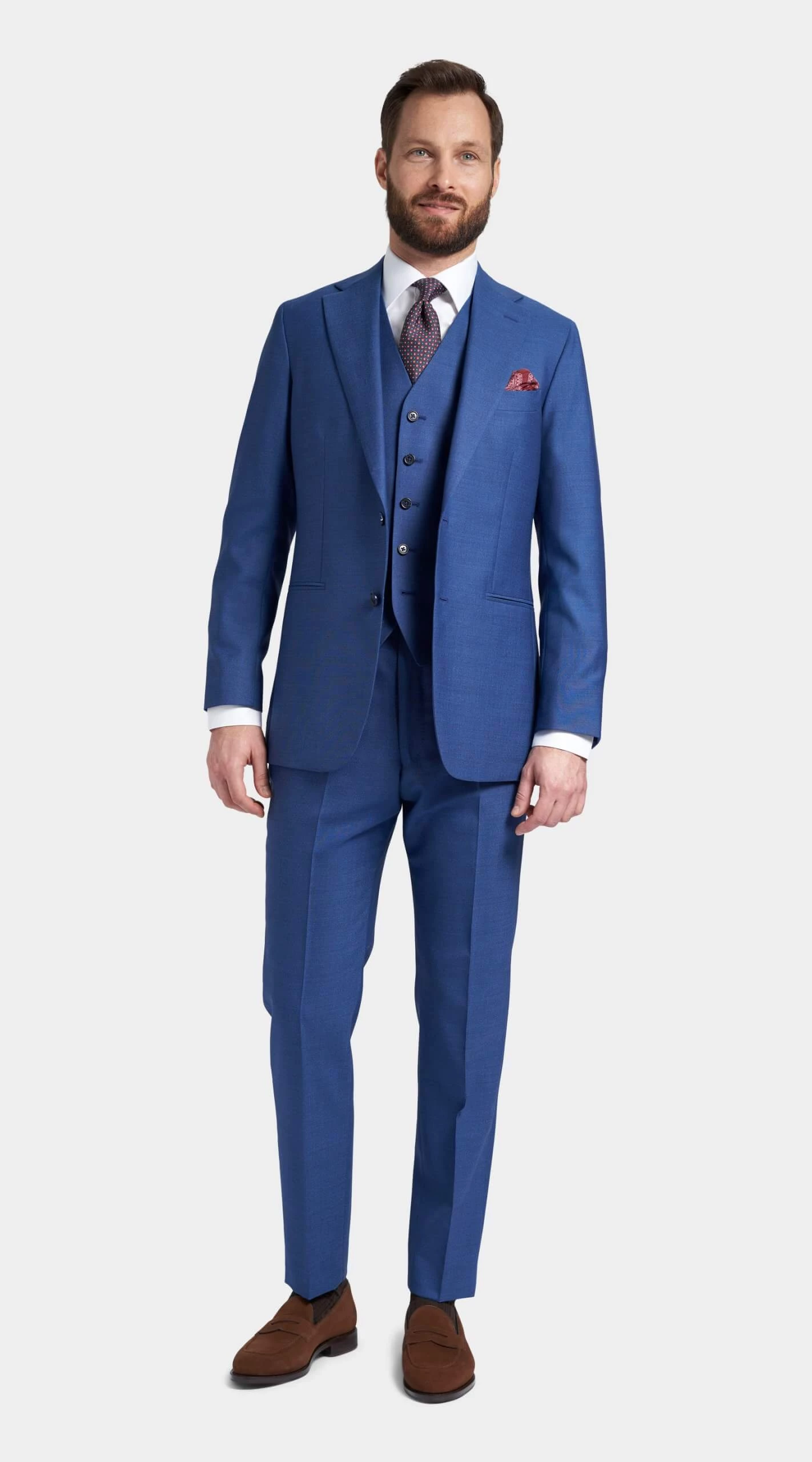Blue suit in a hard spun weave / Blåt Tropical jakkesæt / Blauer Anzug in einer Tropical-Webart / Blå dress i Tropical-vev