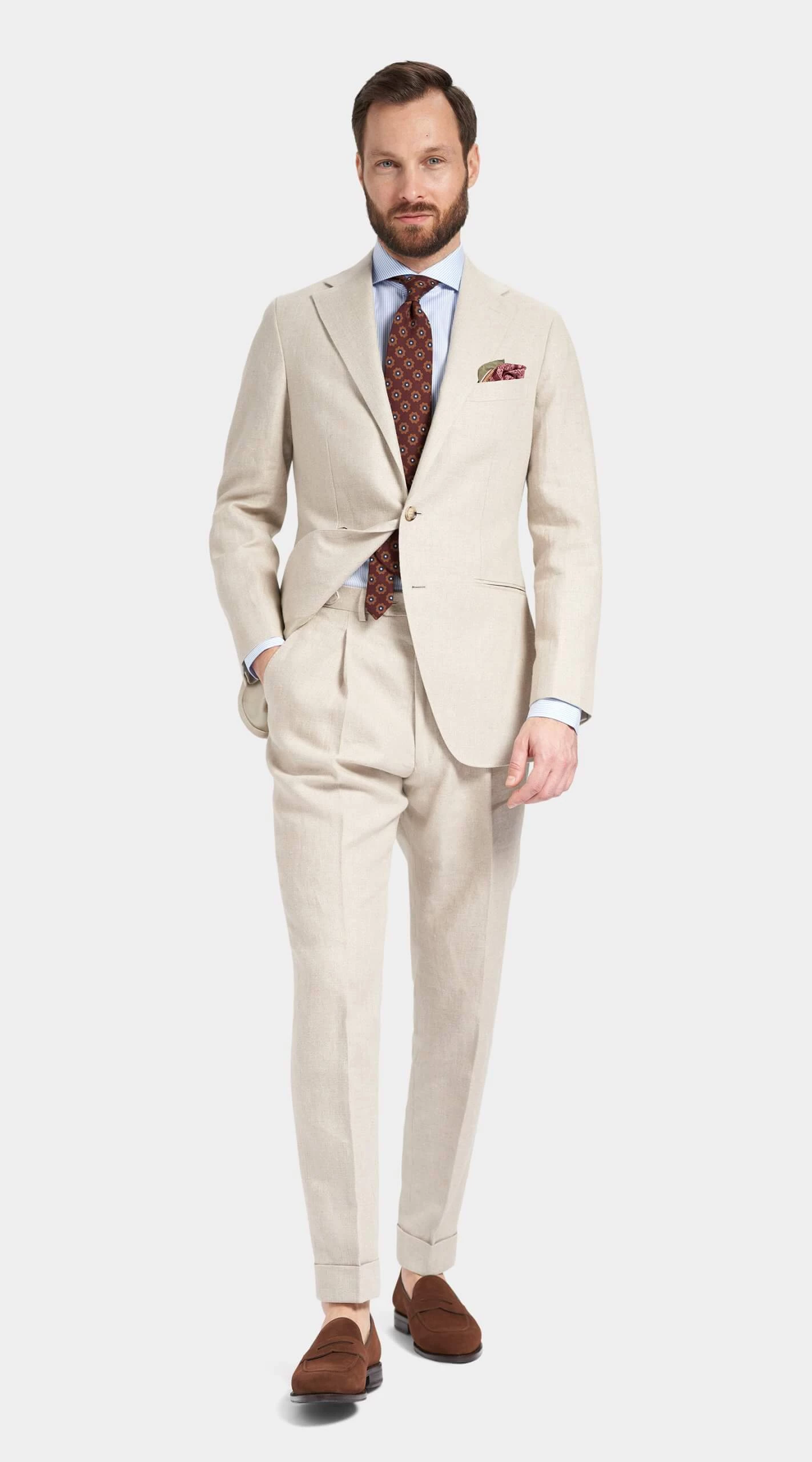 Cream Linen Custom Suit