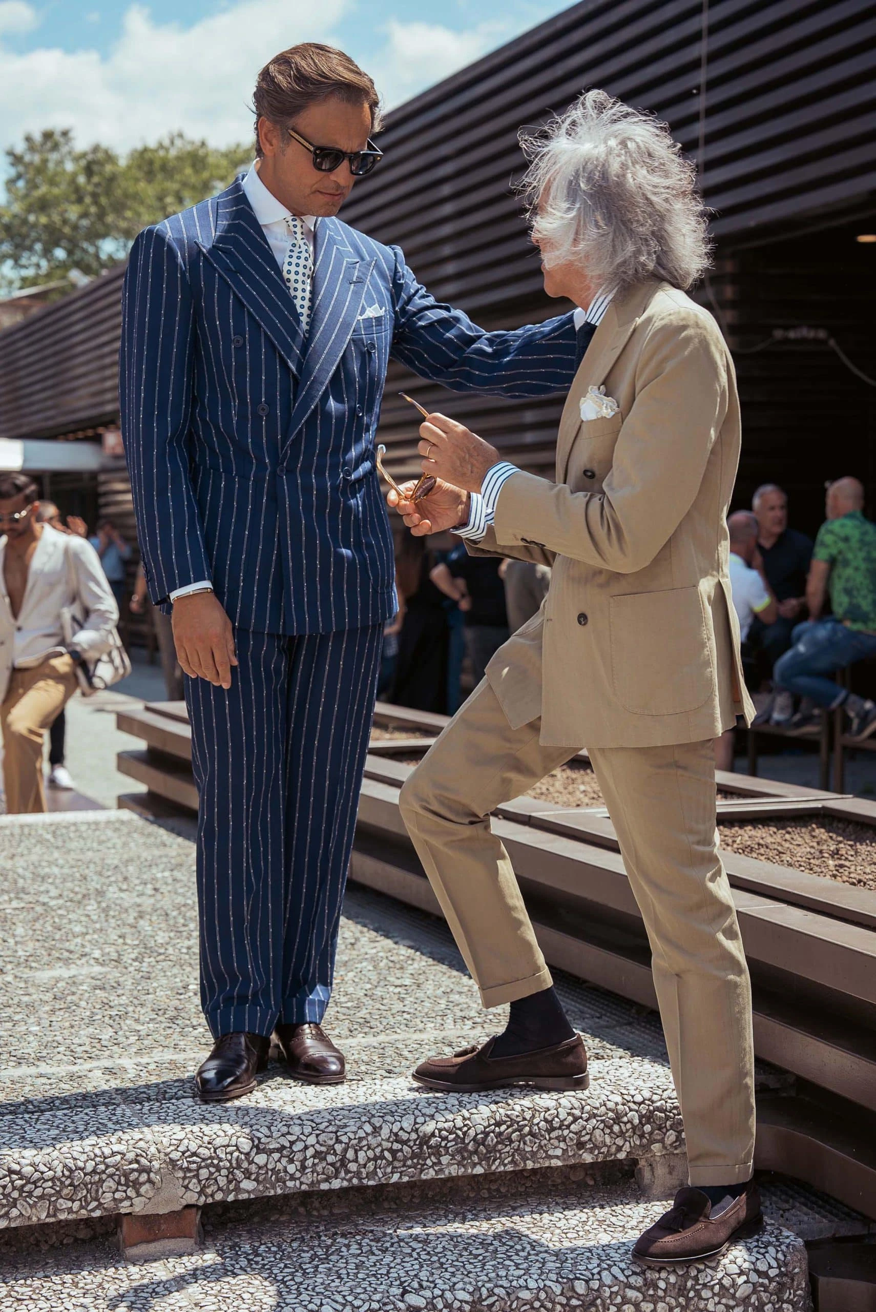 striped suits at pitti uomo