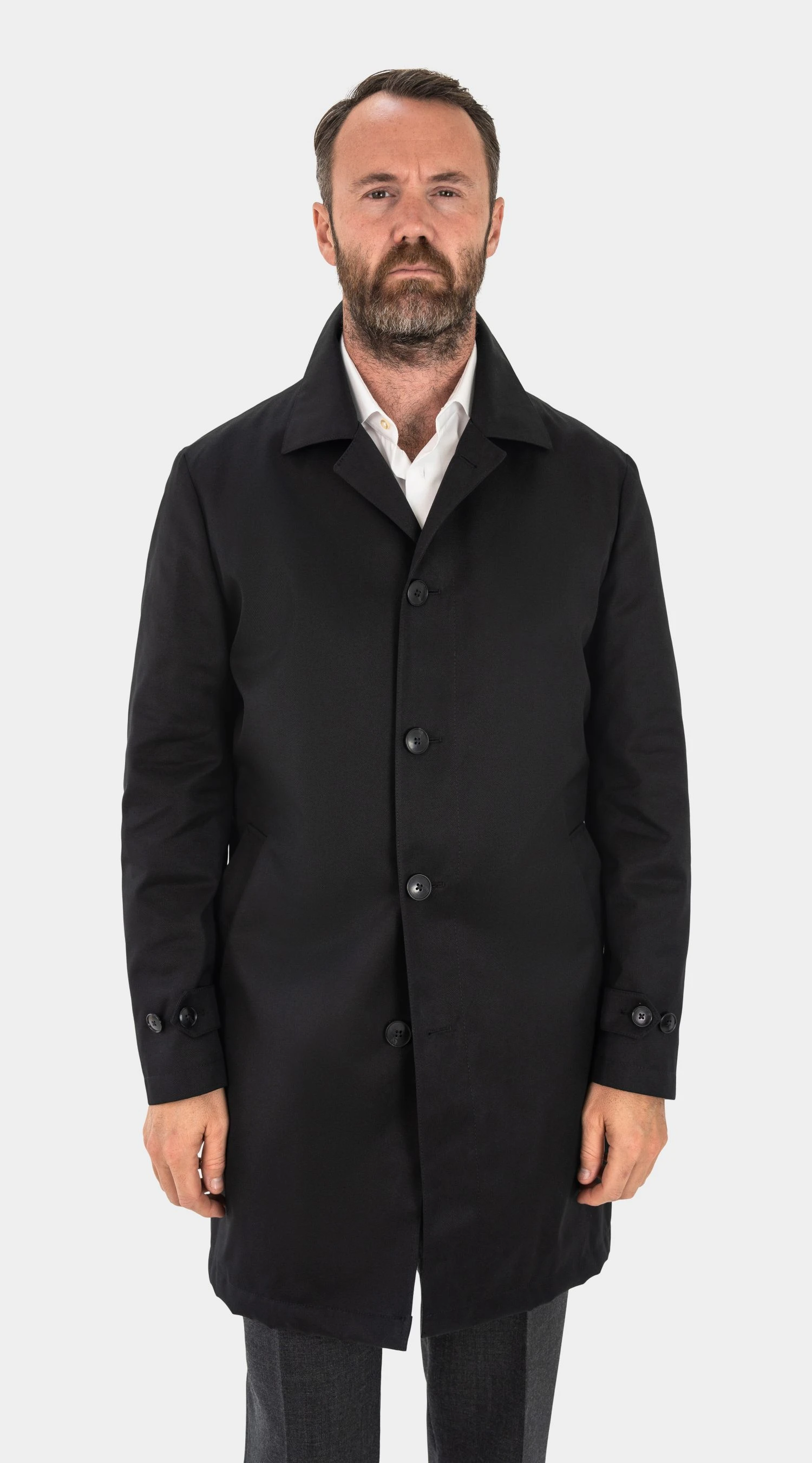 black twill rain repellent car coat custom made by mond