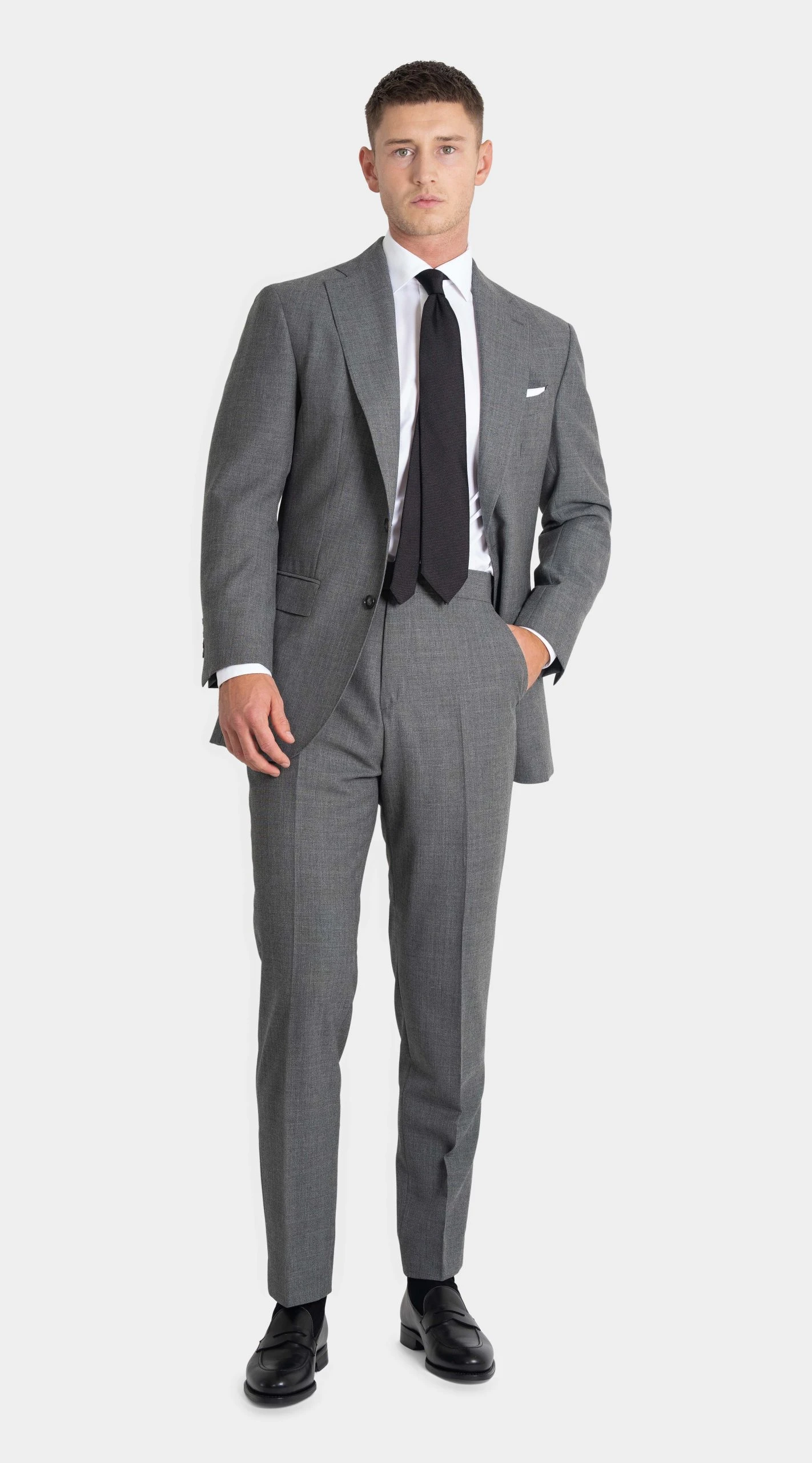Medium Grey TwistAir Suit with olive green tie