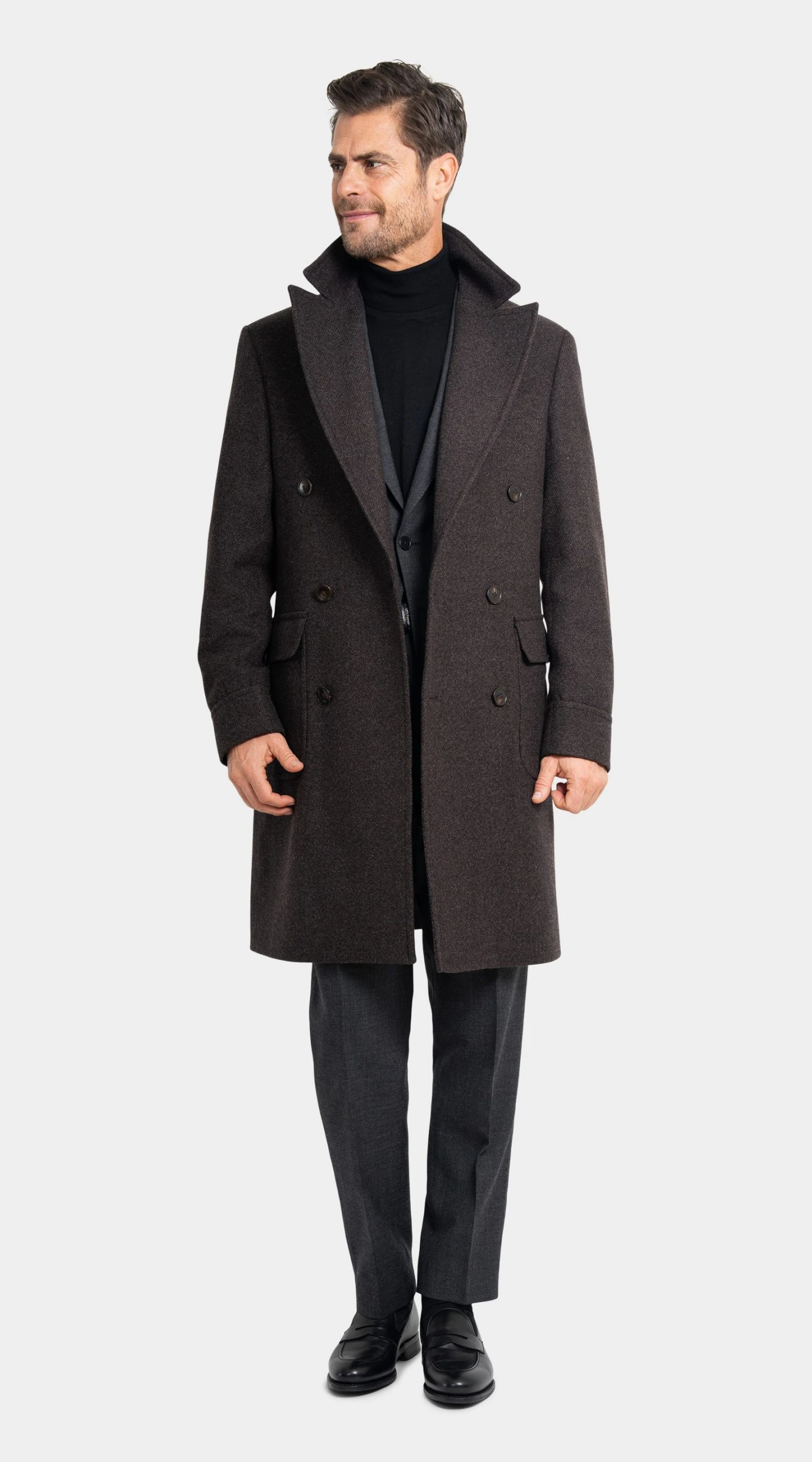 Brown Wool and Cashmere Overcoat