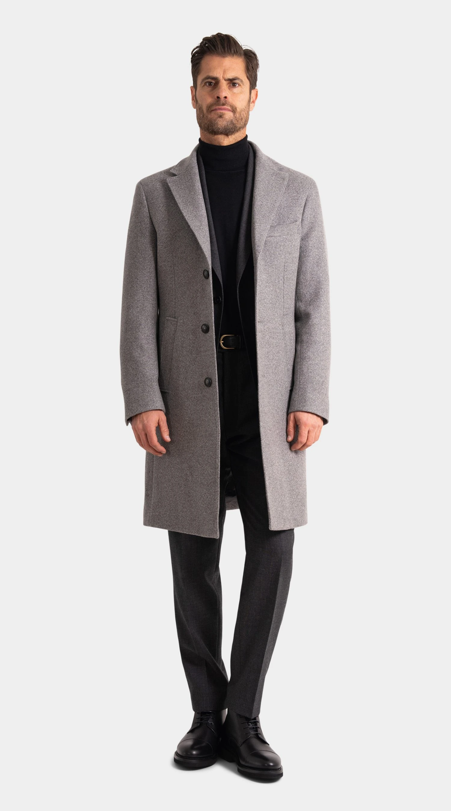 Light Grey Wool and Cashmere Overcoat