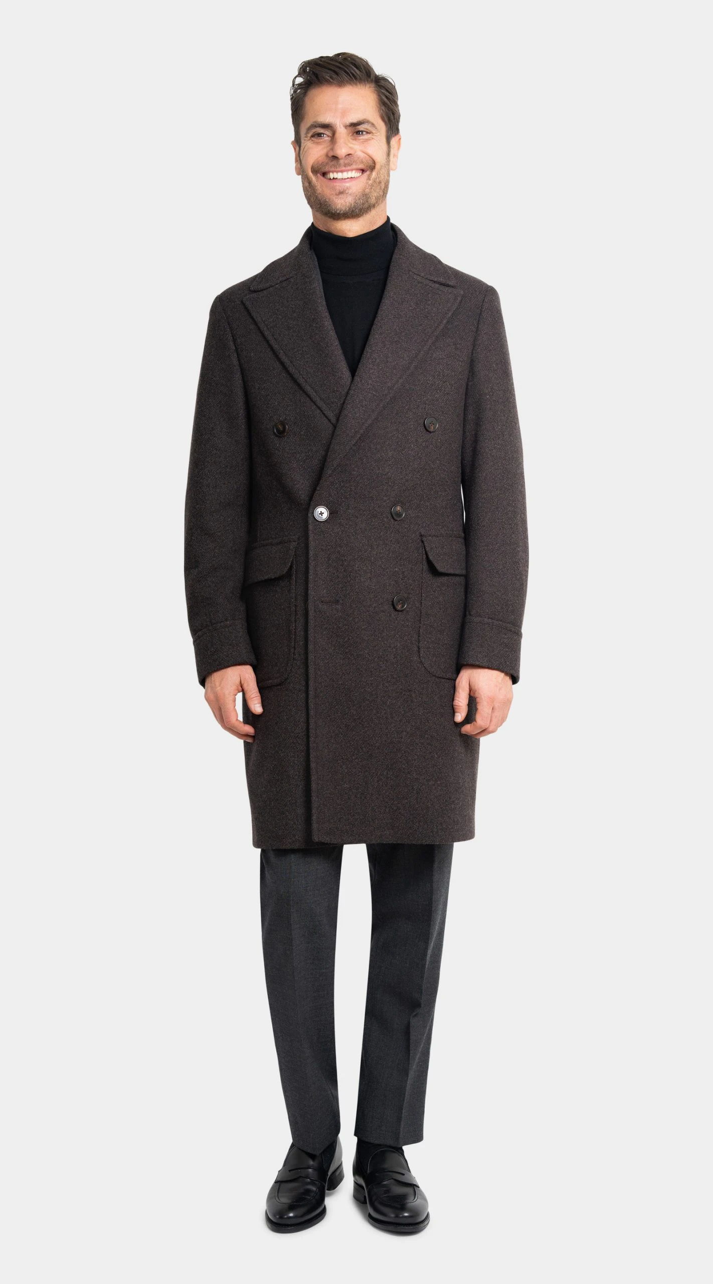 custom Brown Wool and Cashmere Overcoat
