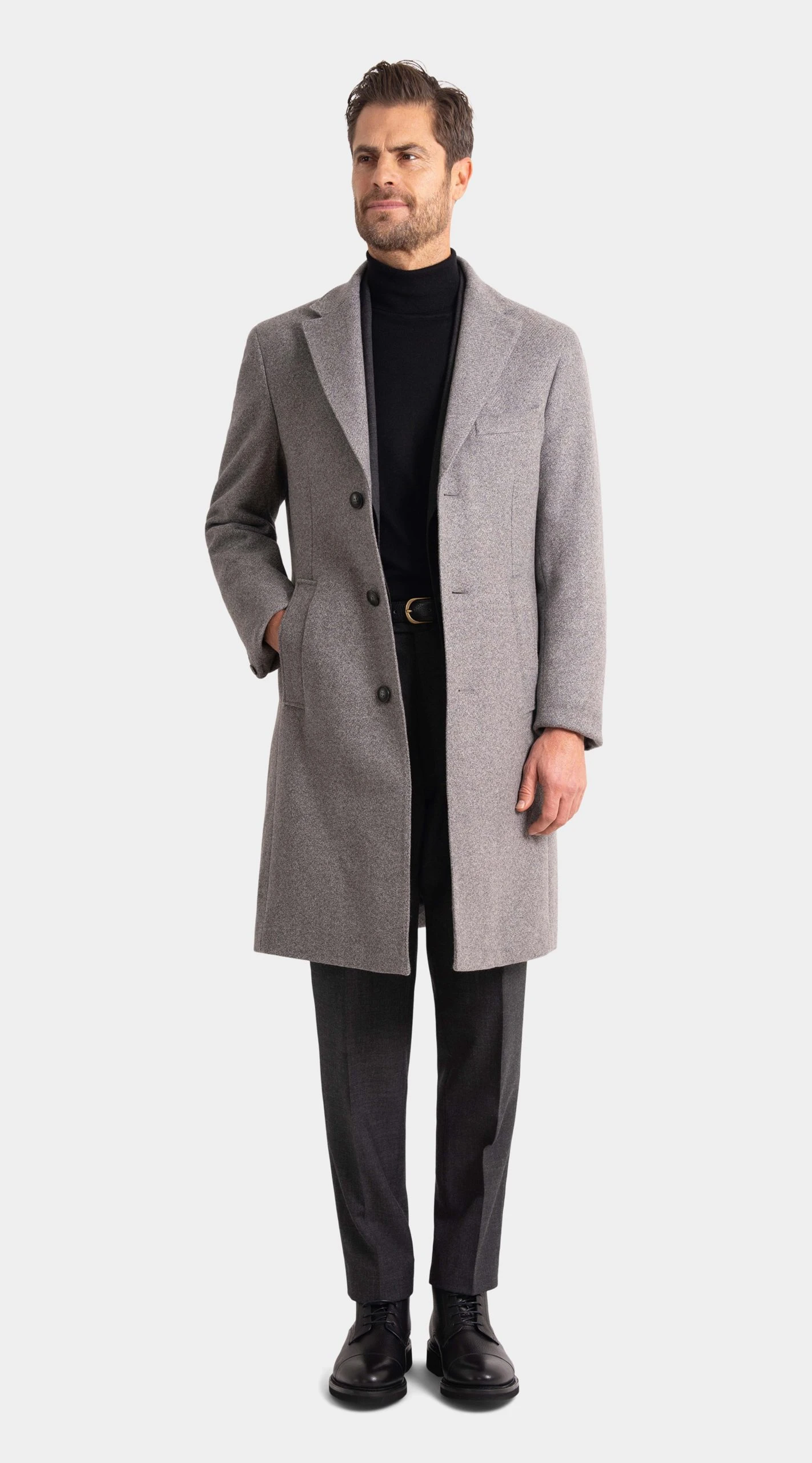 custom Light Grey Wool and Cashmere Overcoat