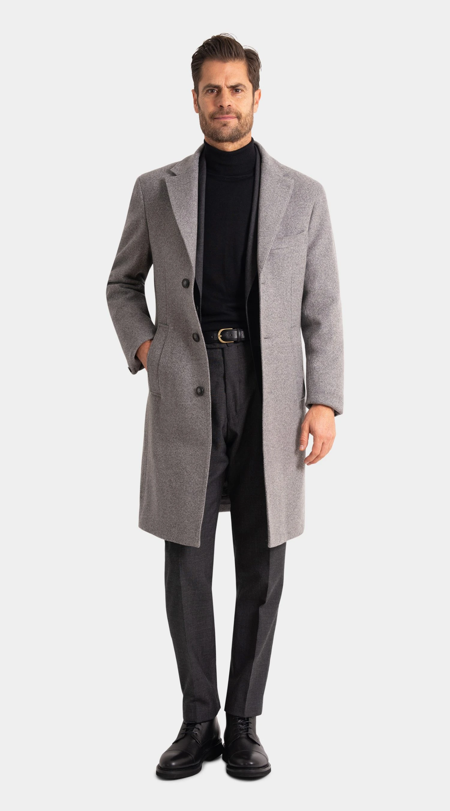 custom made Light Grey Wool and Cashmere Overcoat