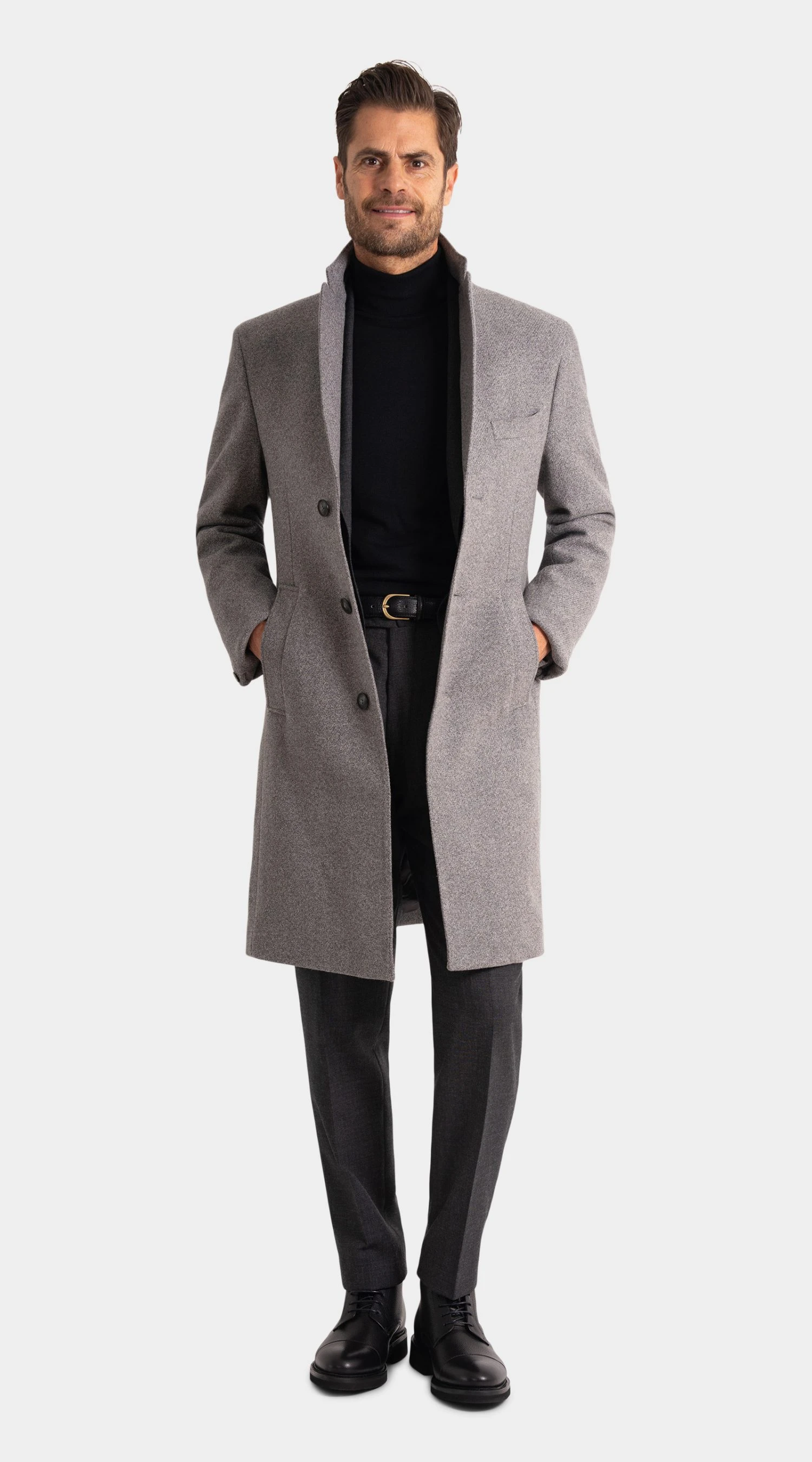 men's Light Grey Wool and Cashmere Overcoat