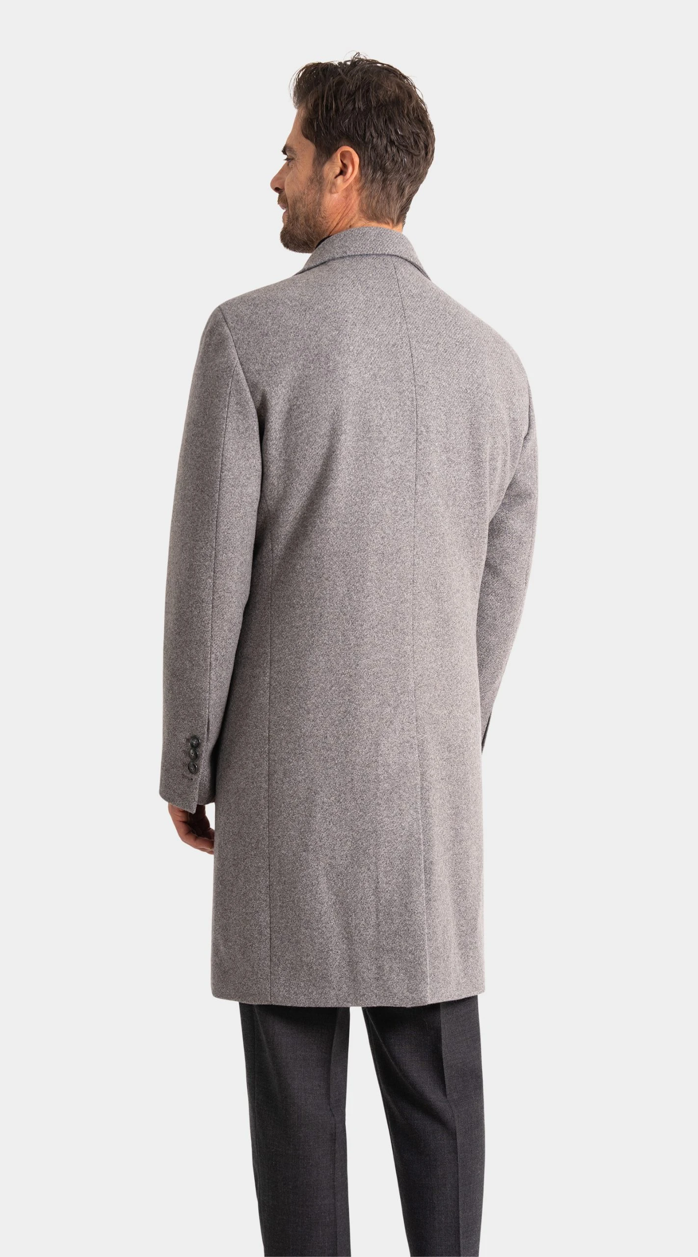 men's Light Grey Wool and Cashmere Overcoat back