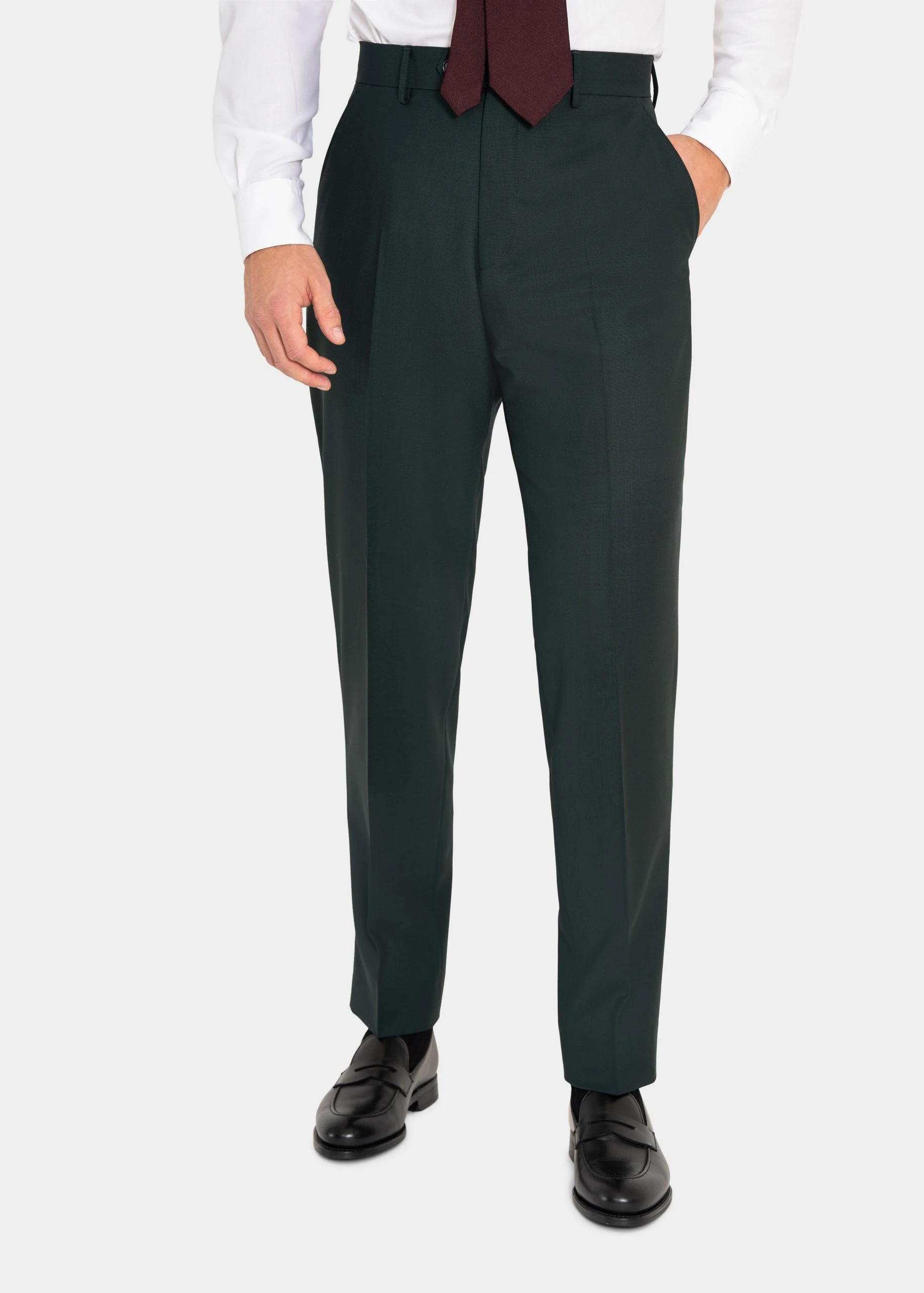 dark green suit trousers in twistair fabric