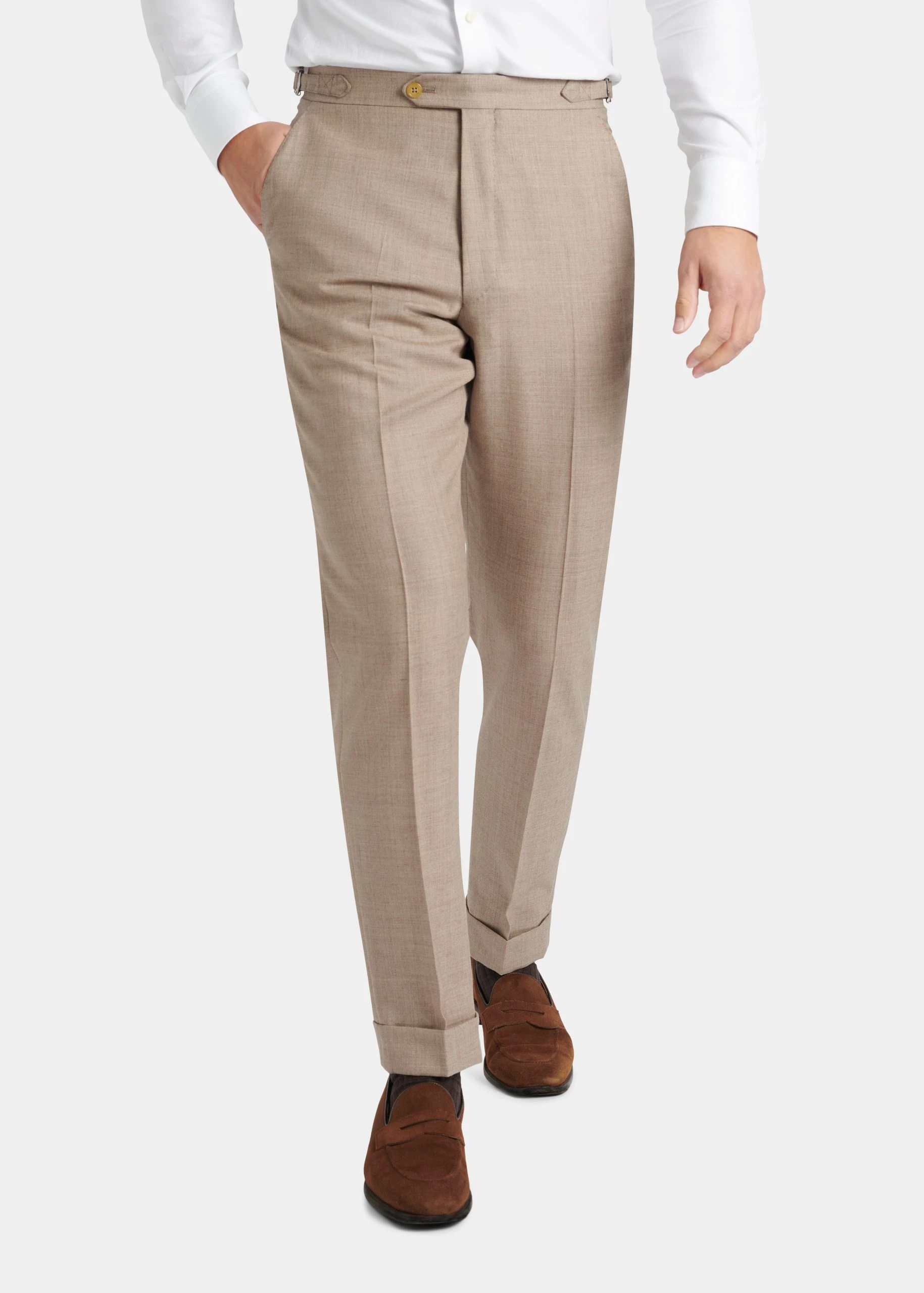 tan suit trousers in twistair fabric