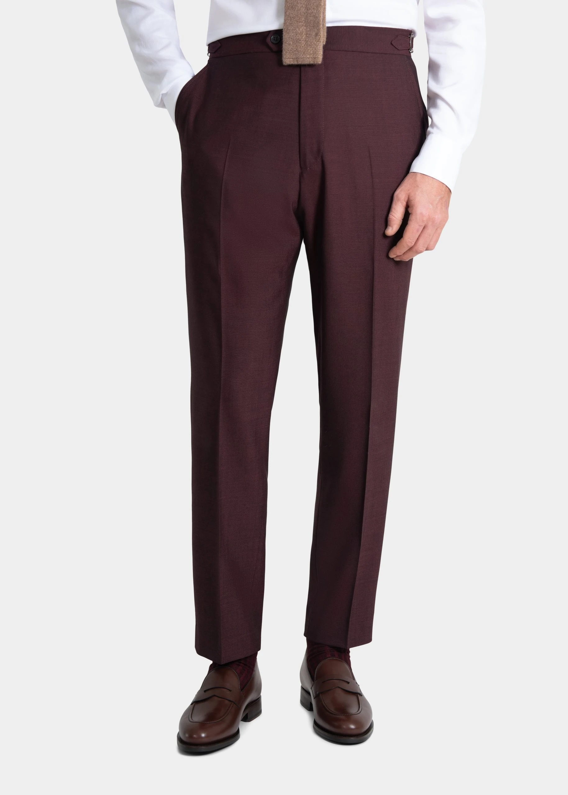 burgundy suit trousers in twistair fabric
