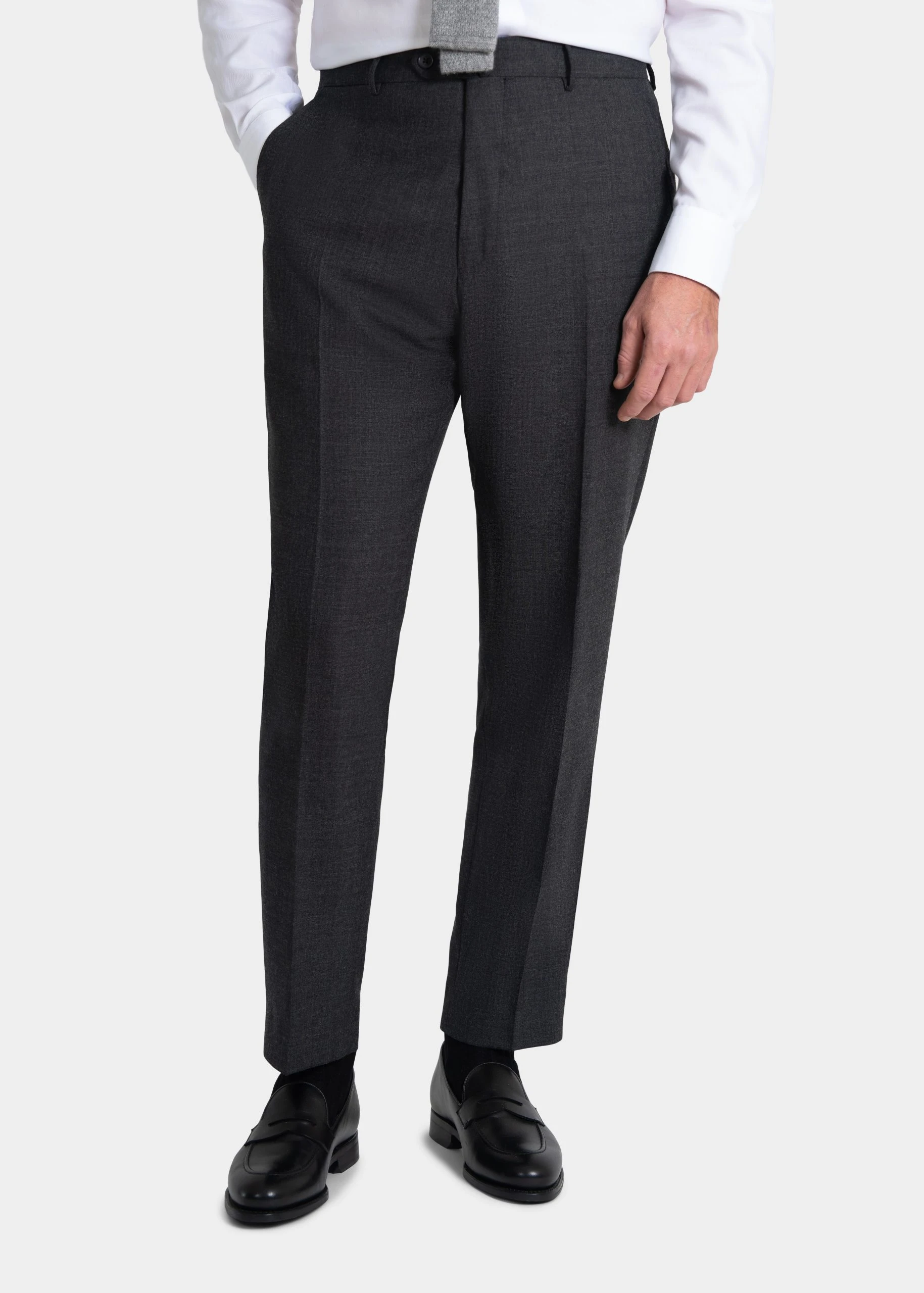 dark grey suit trousers in twistair fabric