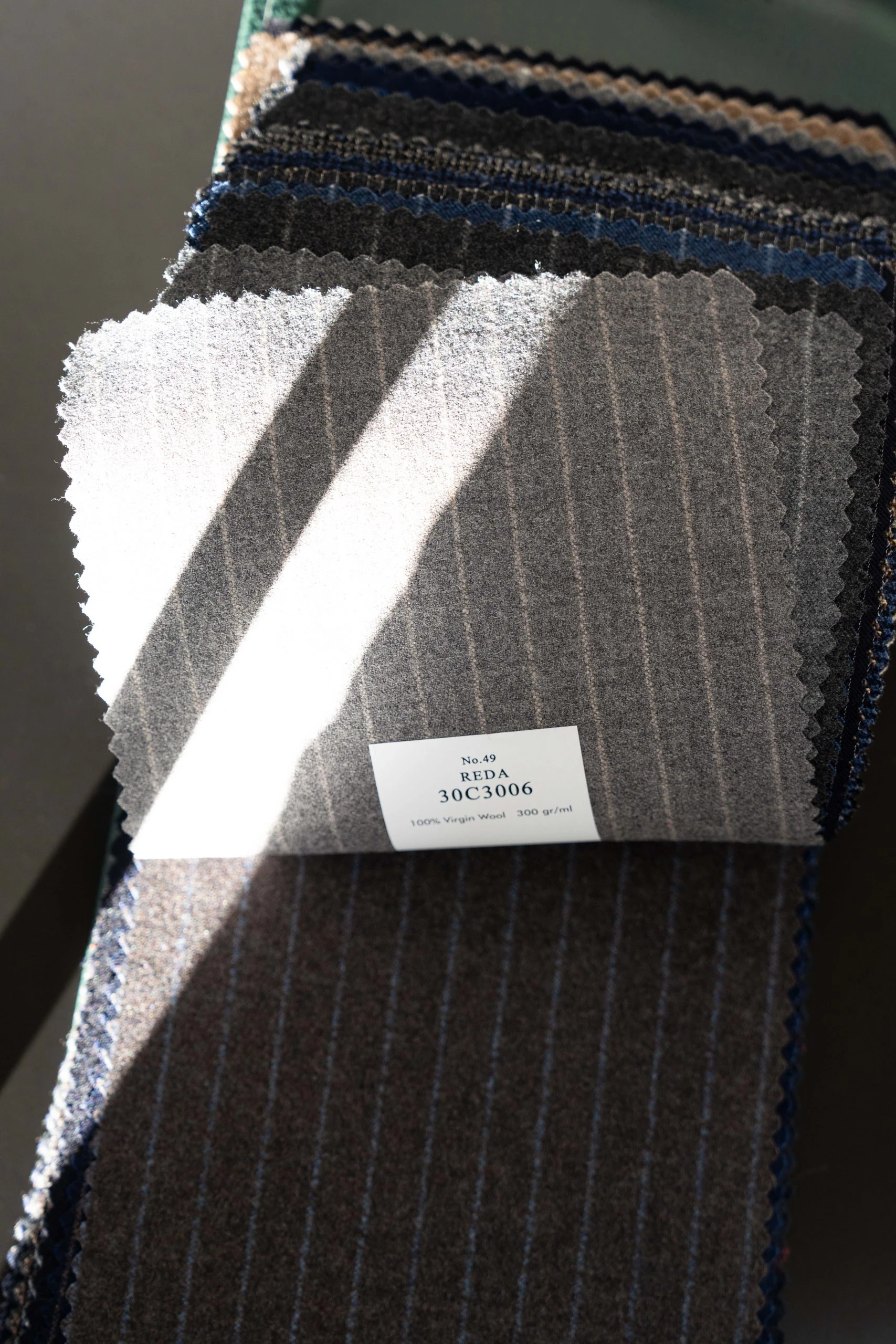 grey striped flannel suit fabric