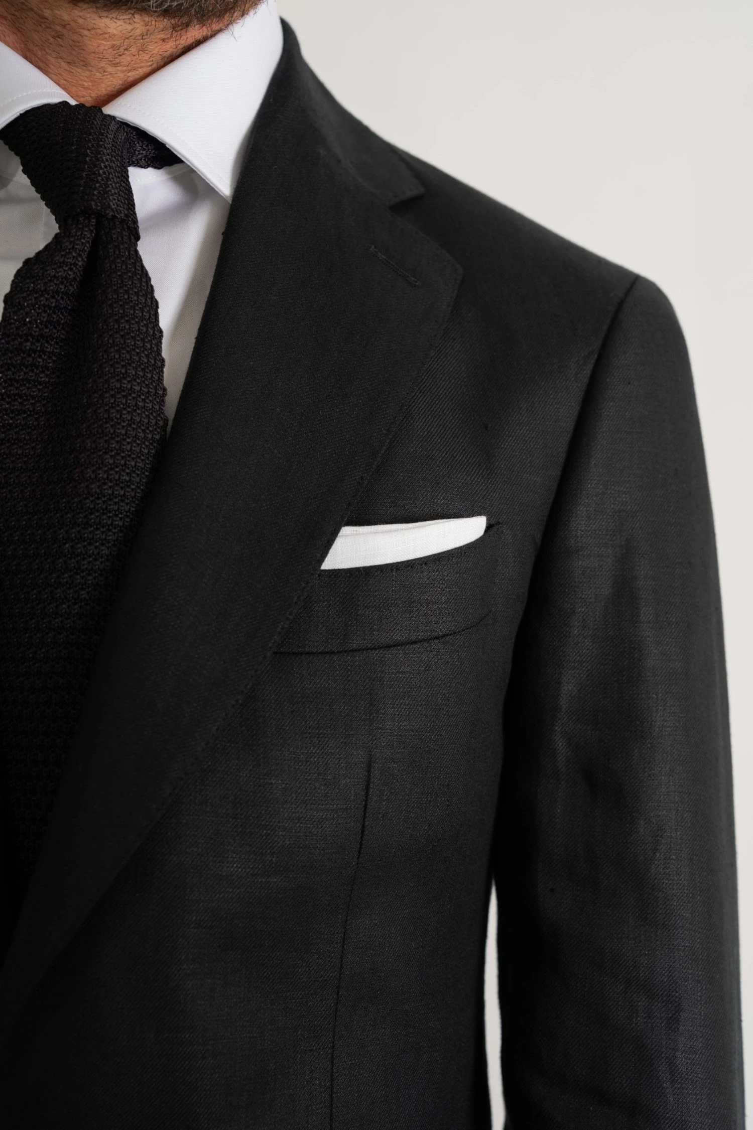 1 custom made black irish linen suit