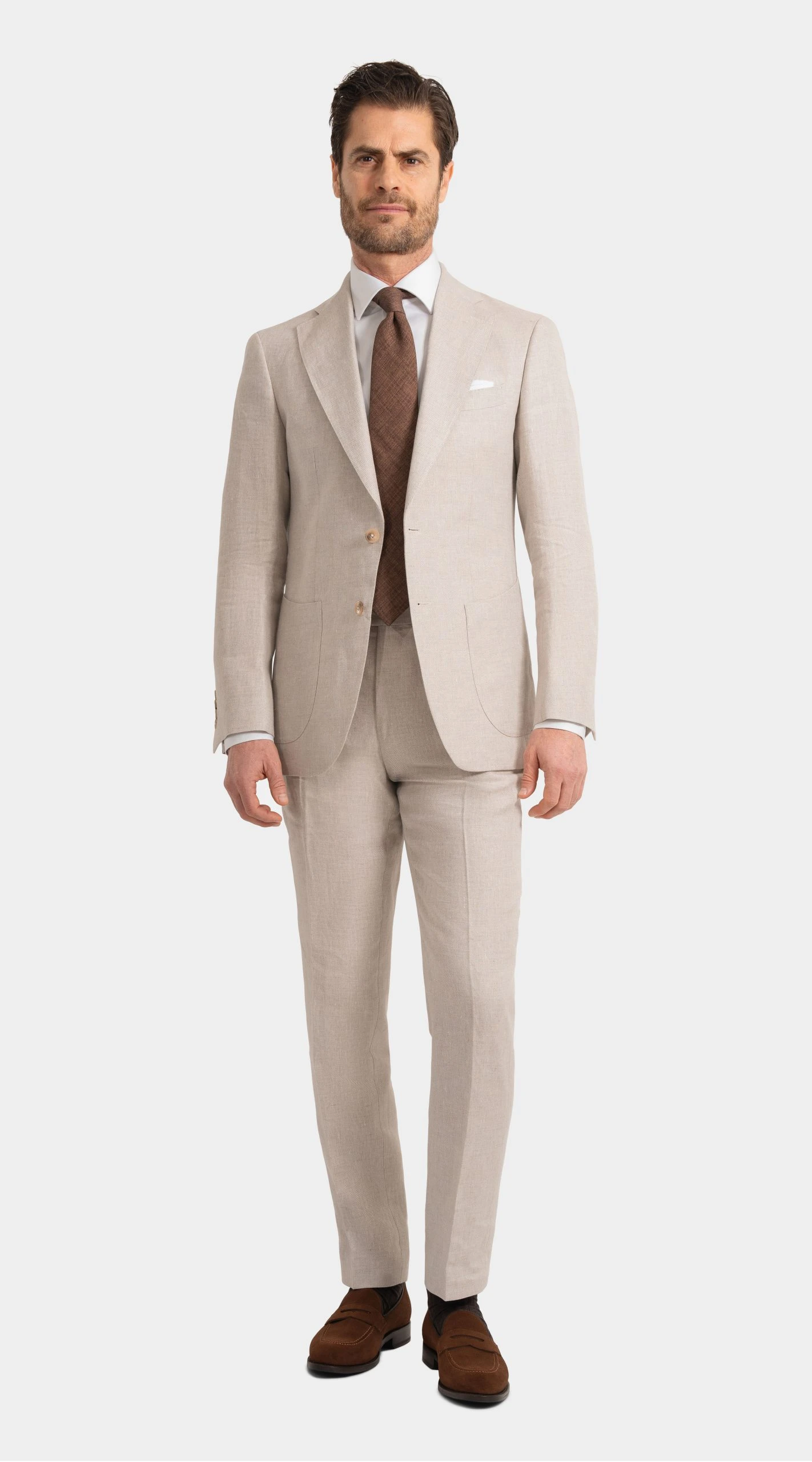custom made natural linen twill suit made by mond