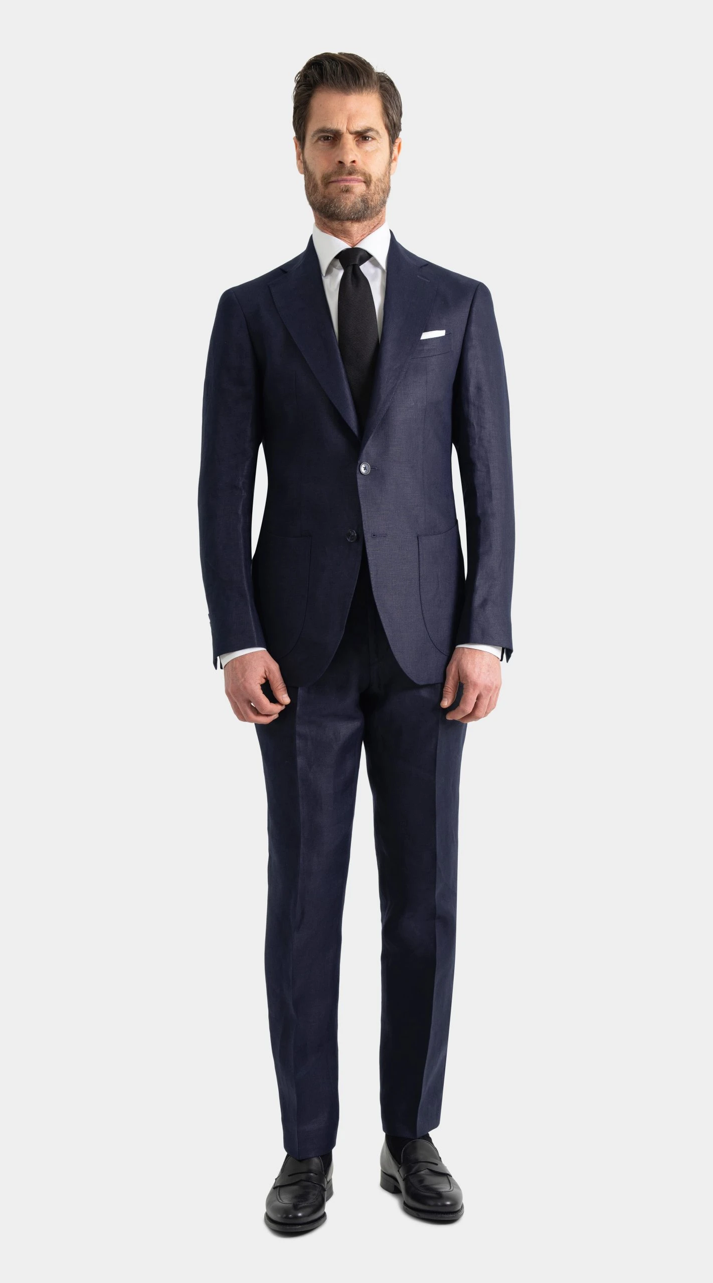 custom made navy irish linen suit