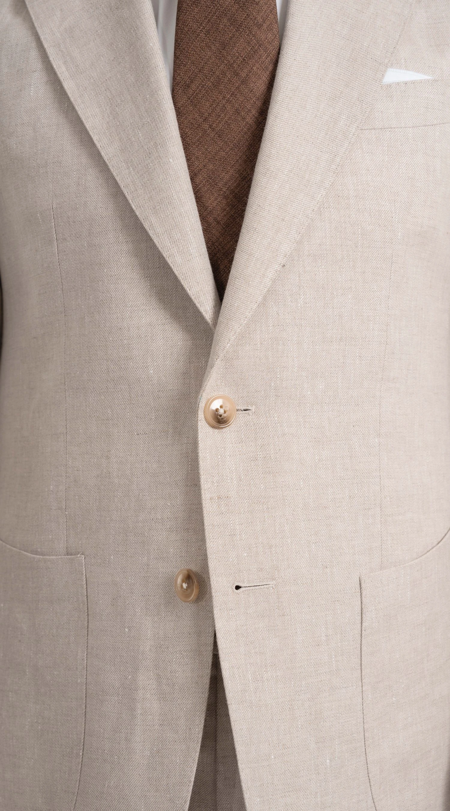 mond custom made irish linen suit in natural beige